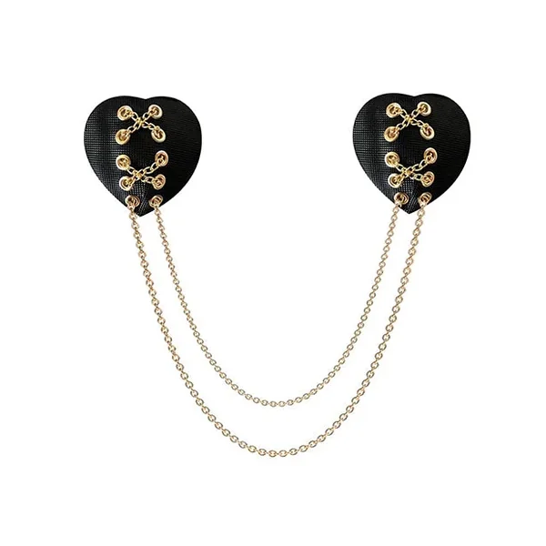 Neva Nude Two Heart Chained Pasties – Black O/S