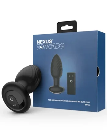 Nexus Tornado Rechargeable Remote-Controlled Rotating & Vibrating Textured Silicone Anal Plug Black