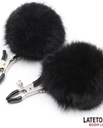 Nipple Clamps with Black Fur