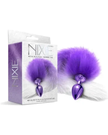 Nixie Metal Butt Plug With Ombre Tail Purple Metallic