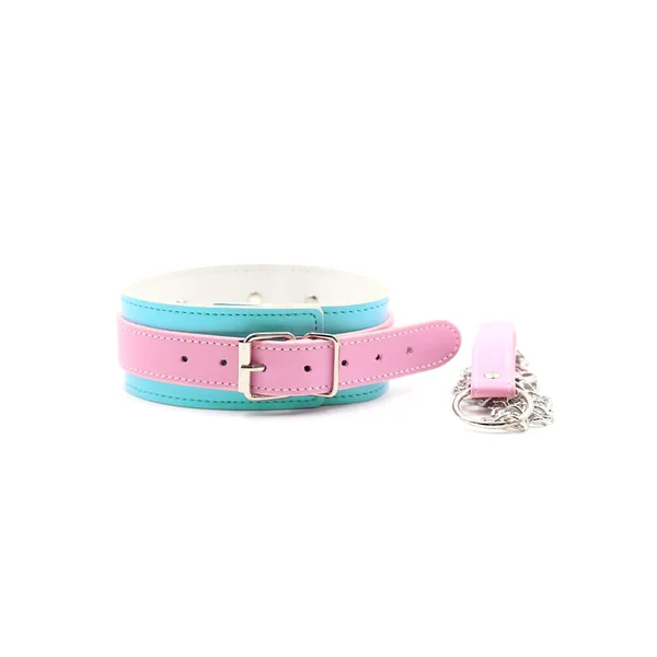 Nobü Fetish – CL2 Choker & Leash Set – Pink & Blue