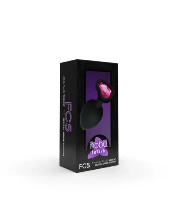 Nobü Fetish – FC5 Medium Silicone Plug with Heart Jewel – Black
