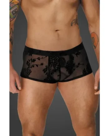 Noir Flock Embroidery Short-Shorts for Men, Black, S-XL