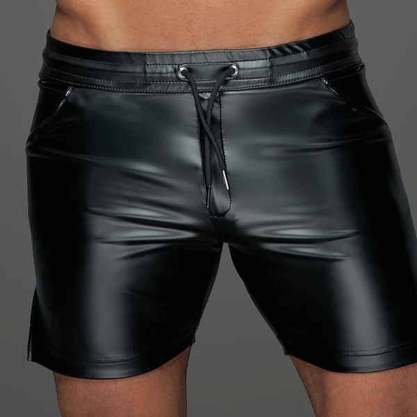 Noir Handmade Powerwetlook Drawstring Long Shorts