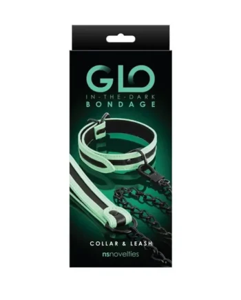 NS Novelties GLO Bondage Green Collar & Leash