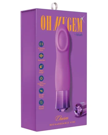 Oh My Gem Charm 5.5 Inch Warming G-Spot Vibrator in Amethyst - Made with Smooth UltraSilk Puria Silicone