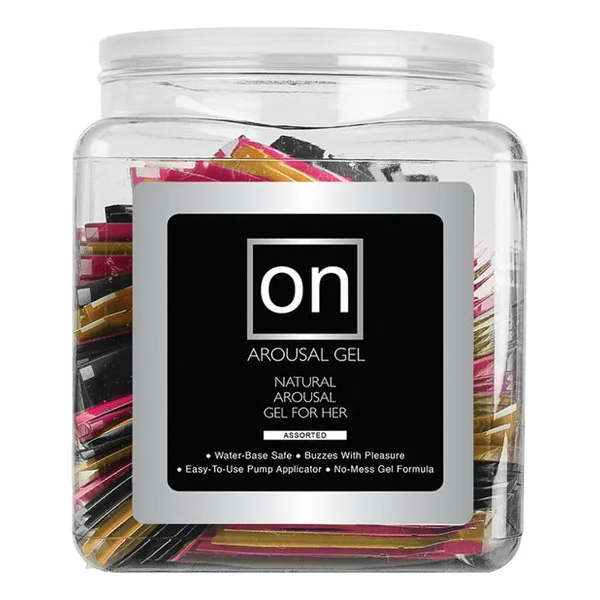 On For Her Arousal Gel Single Use Packet Tub - Asst. Flavor