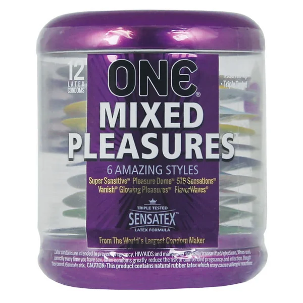 One Mixed Pleasures Condoms - Jar Of 12
