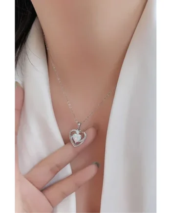 Opal Heart Pendant Necklace