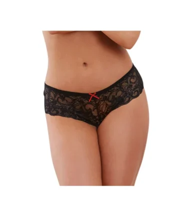 Open Crotch Lace Boy Short - Medium - Black