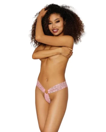 Open Crotch Thong - One Size - Candy Pink