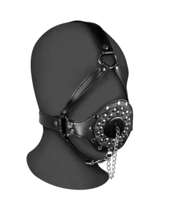 Open Mouth Gag Head Harness with Plug Stopper