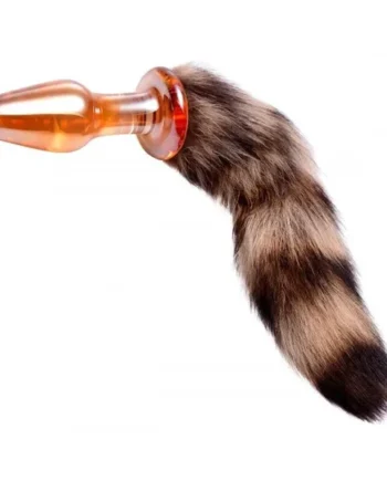 Orange Glass Plug with Fox Tail