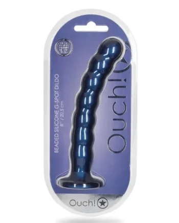 Ouch! 8″ Beaded G-Spot Dildo -Blue