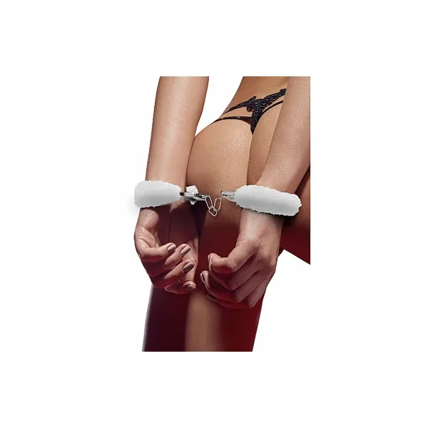 Ouch! Beginner’s Furry Handcuffs With Quick-Release, White