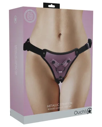 Ouch! Metallic Strap On Harness - Rose