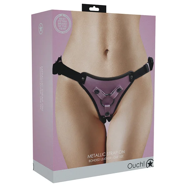 Ouch! Metallic Strap On Harness - Rose