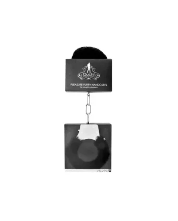 Ouch! Pleasure Furry Handcuffs With Quick-Release, Black
