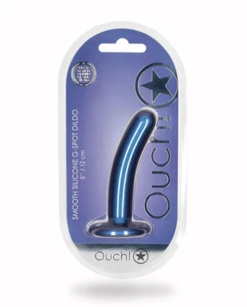 Ouch! Smooth Silicone 5 in. G-Spot Dildo Metallic Blue