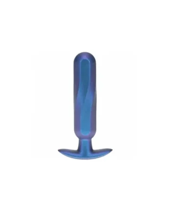 Ouch! Smooth Silicone Oblong Anal Plug, 3.86 Inch Insertable, 0.98 Inch Max Width, Metallic Blue