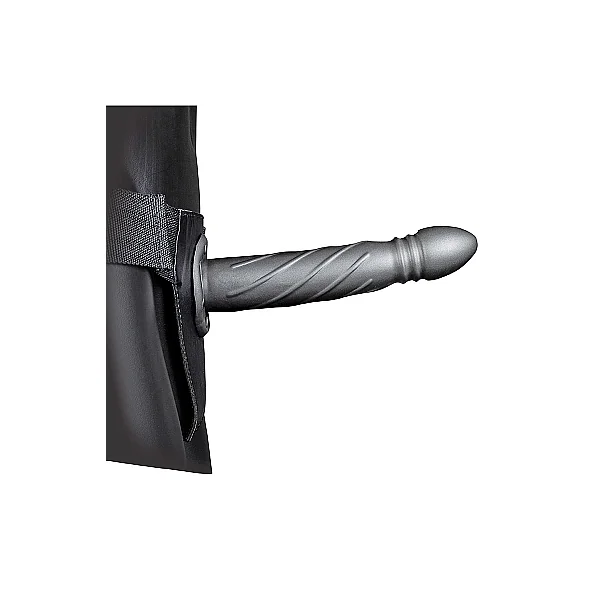 OUCH! TWISTED HOLLOW STRAP-ON 8IN GUNMETAL