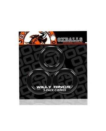 Oxballs Willy Rings 3-Pack Cock Rings, Black