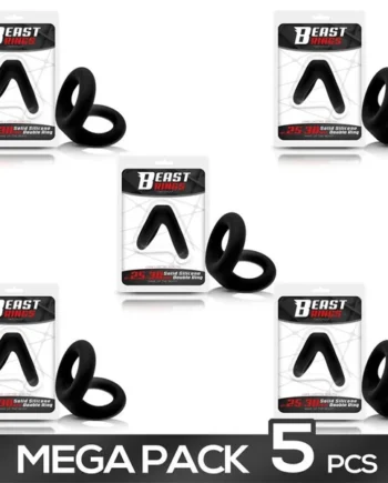 Pack 5 Solid Silicone Double Penis Ring 2.5-3 cm