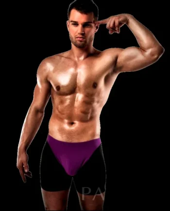 PASSION - BOXER 009 LILAC/BLACK EROTIC LINGERIE S/M
