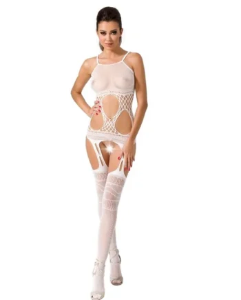 PASSION - WOMAN BS047 WHITE BODYSTOCKING ONE SIZE