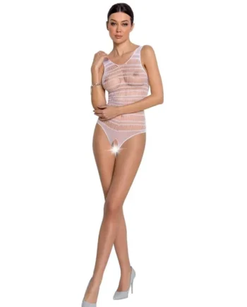 PASSION - WOMAN BS086 BODYSTOCKING BLANCO TALLA UNICA