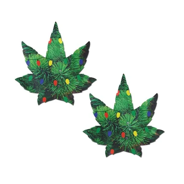 PASTEASE INDICA POT LEAF PINE TREE WITH HOLIDAY LIGHTS