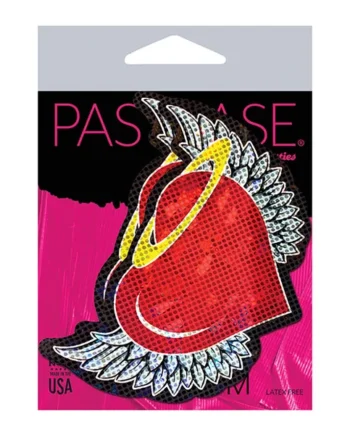 Pastease Premium Angel Glitter Heart W-wings & Halo - Red O-s