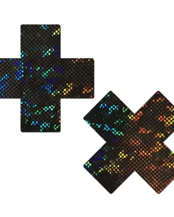 PASTEASE SHATTERED GLASS DISCO BALL GLITTER BLACK CROSS