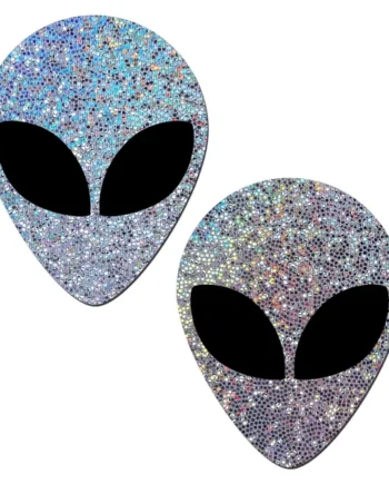 PASTEASE SILVER GLITTER ALIEN W/ BLACK EYES