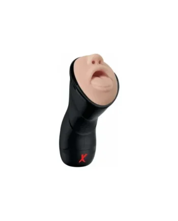 PDX Elite Deep Throat Vibrating Stroker, Beige/Black