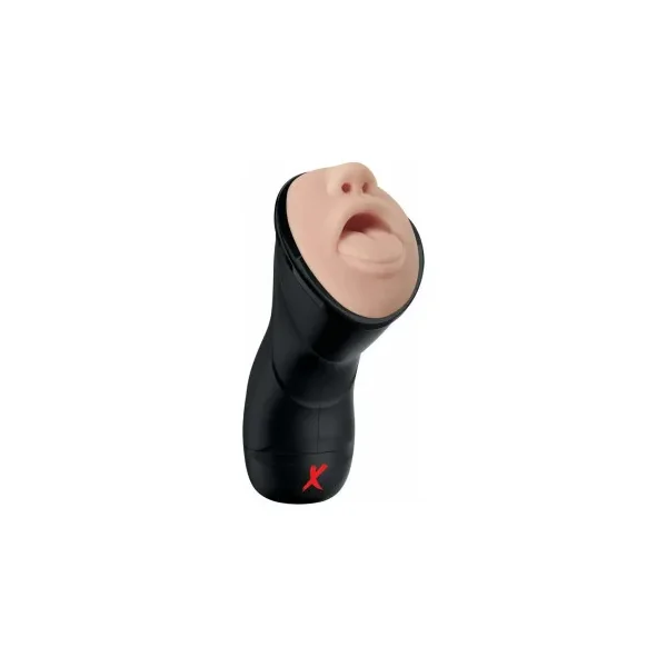 PDX Elite Deep Throat Vibrating Stroker, Beige/Black
