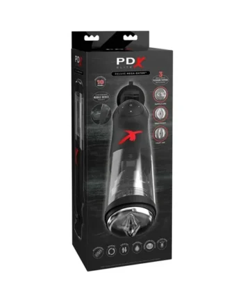 PDX Elite Deluxe Mega-Bator Rotating Thrusting Masturbator Clear/Black