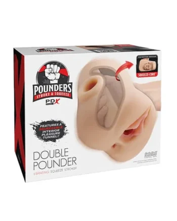 PDX Plus Double Pounder Vibrating Squeeze Stroker – Light