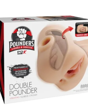 PDX PLUS DOUBLE POUNDER VIBRATING SQUEEZE STROKER LIGHT