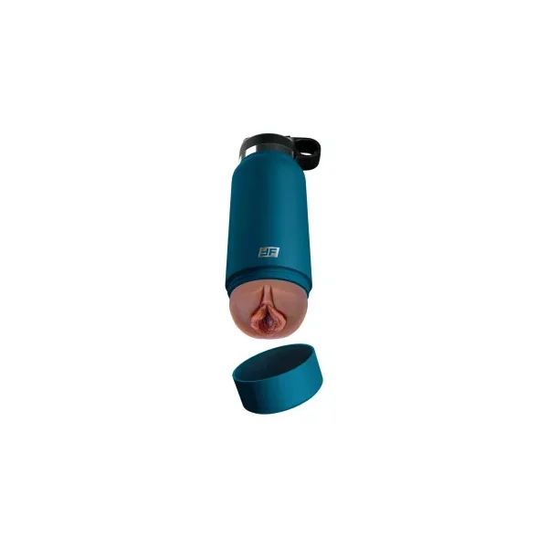 PDX Plus Fuck Flask Private Pleaser Discreet Stroker, Blue Bottle, Brown Skin