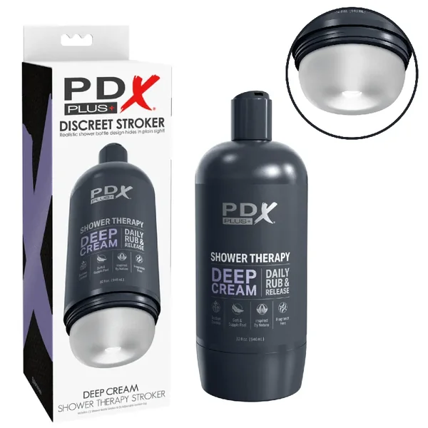 Pdx Realistic Shower Bottle Therapy Suction Cup Deep Cream Hands Free Masturbator – Frosted