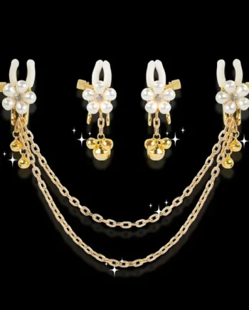 Pearl Petals Bells Nipple Clamps with Chain