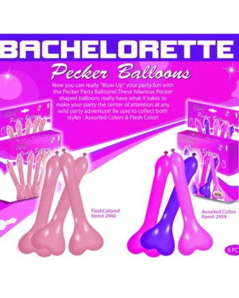PECKER BALLOONS ASST 6PC BOX