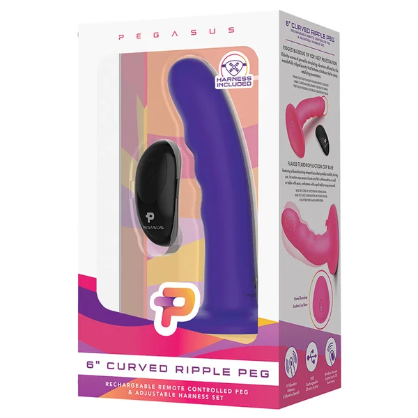 Pegasus 6" Curved Wave Silicone Pegging Dildo with Adjustable Strap On