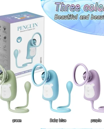 Penguin Nipple Pump and tongue rotate vibrator for women