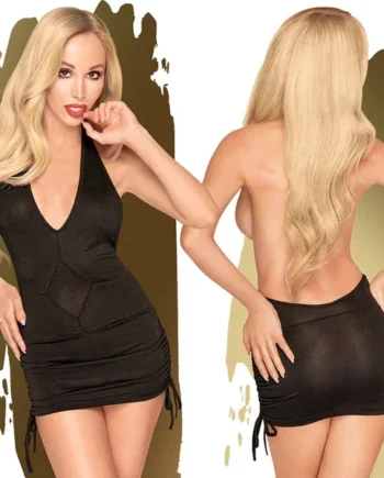Penthouse Earth-Shaker Mini Dress With Thong-Black M/L