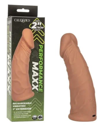 PERFORMANCE MAXX 7″ RECHARGEABLE VIBRATING EXTENSION -BROWN