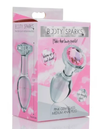 Pink Gem Glass Anal Plug - Medium