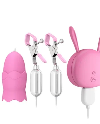 Pink Licking & Nipple Clamp Set