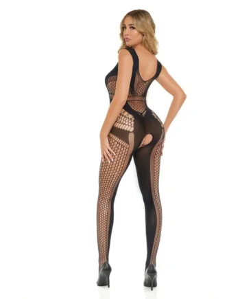 Pink Lipstick Catch Feelings Crotchless Bodystocking